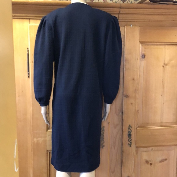 Vintage Italian Avagolf Designer Dark Blue Textured Knit Sweater Dress - Picture 7 of 8
